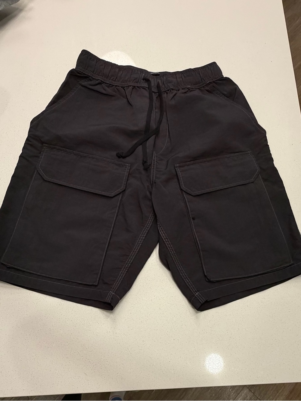 Reese Cooper Black Cargo Drawstring Shorts size M